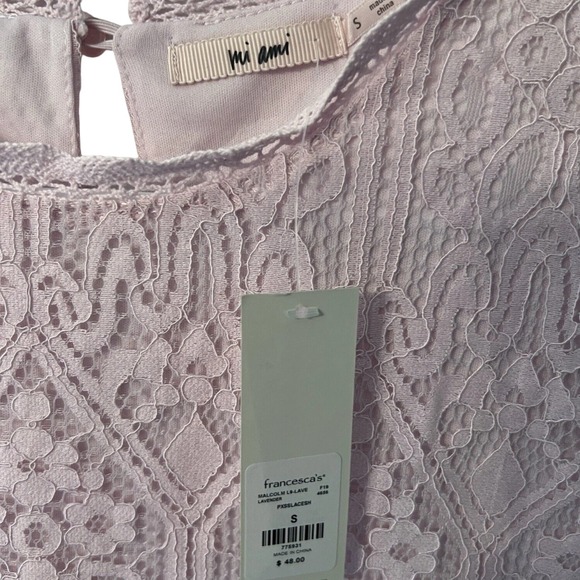 NWT Mi Ami Lace Dress Lavender Short Sleeve Party Cocktail Mini Dress S - Picture 3 of 4